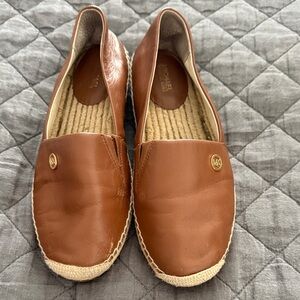 Michael Kors Tan Leather Slip-On Shoes